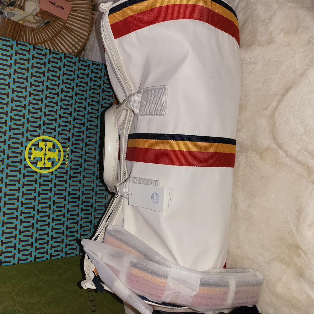 Tory Sport Multi Web Canvas Weekender Bag NWT